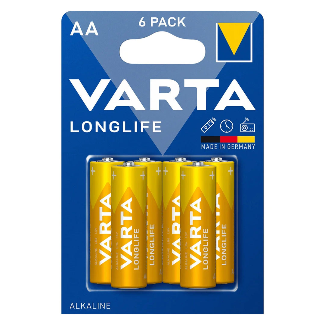 6x alkalická baterie Varta R-06 R06 AA 1,5 V Longlife