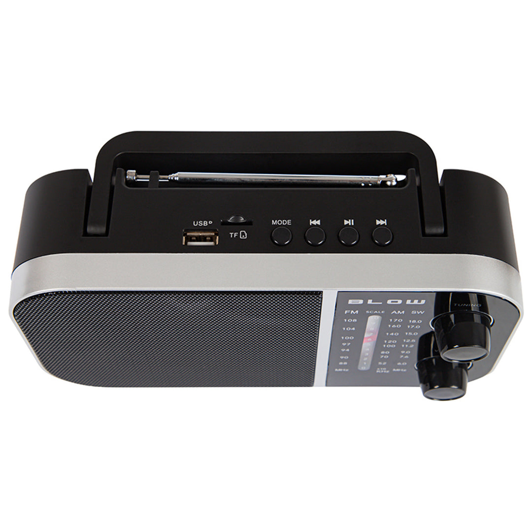 Přenosné analogové rádio AM/FM RA6 napájené z baterie a sítě Blow