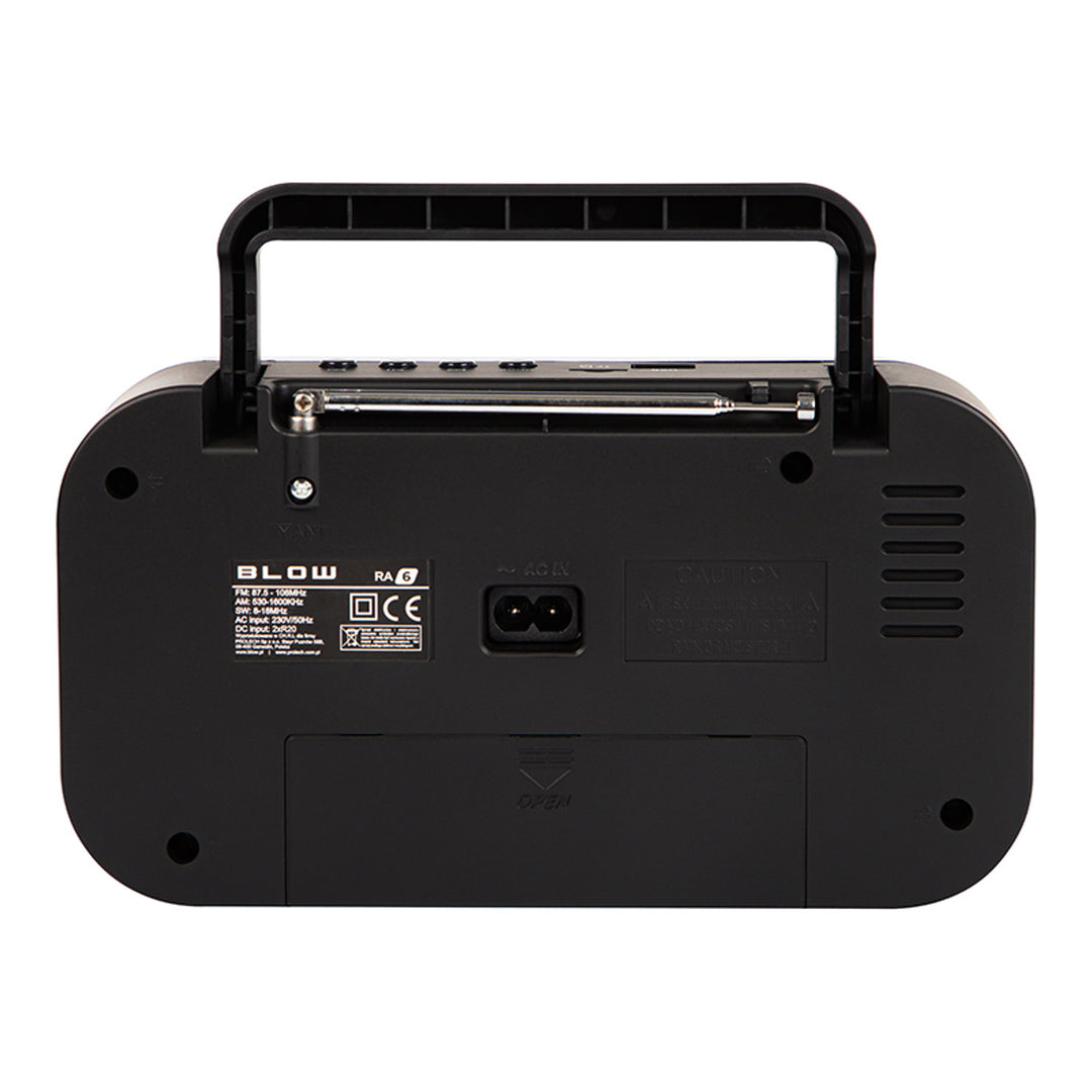 Přenosné analogové rádio AM/FM RA6 napájené z baterie a sítě Blow