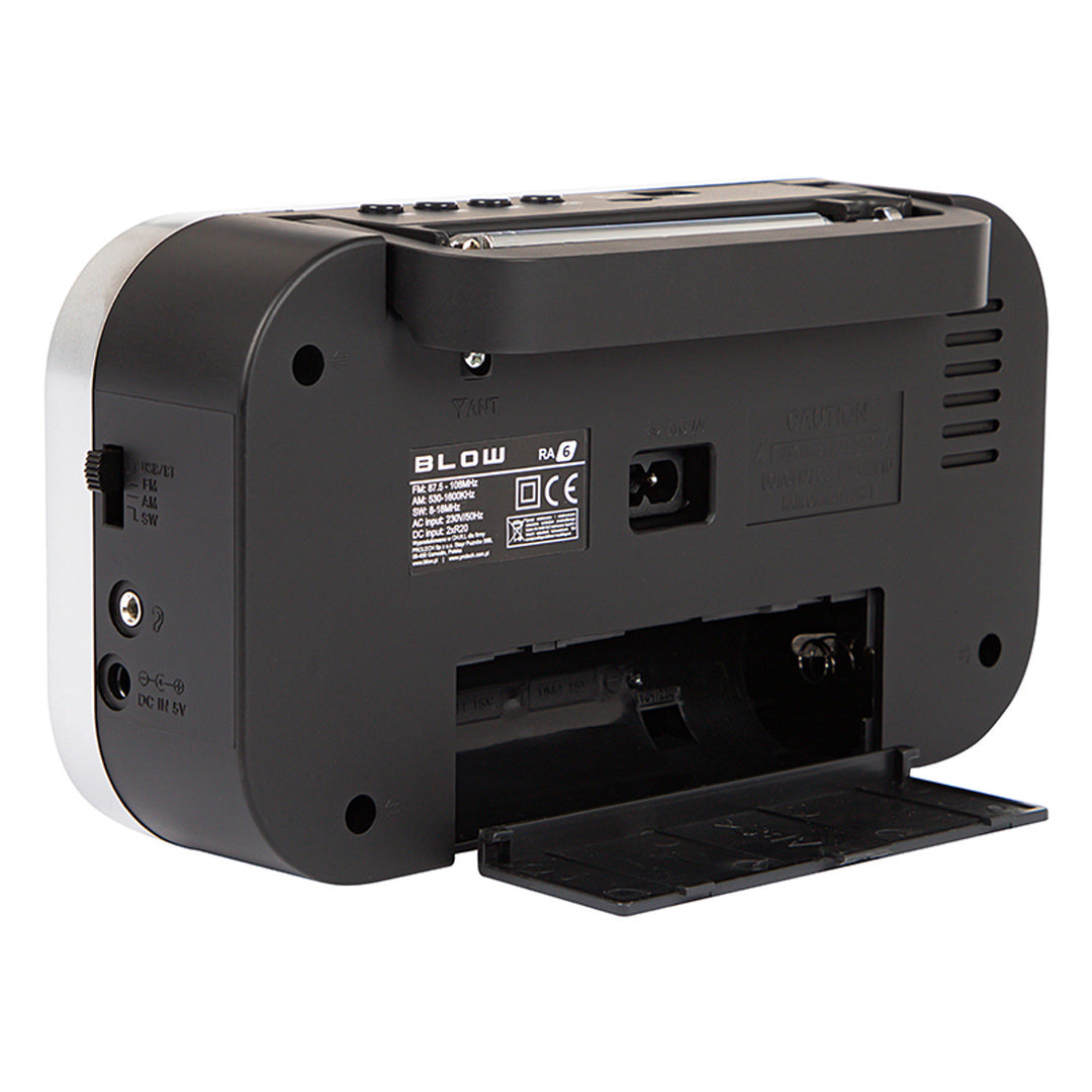 Přenosné analogové rádio AM/FM RA6 napájené z baterie a sítě Blow