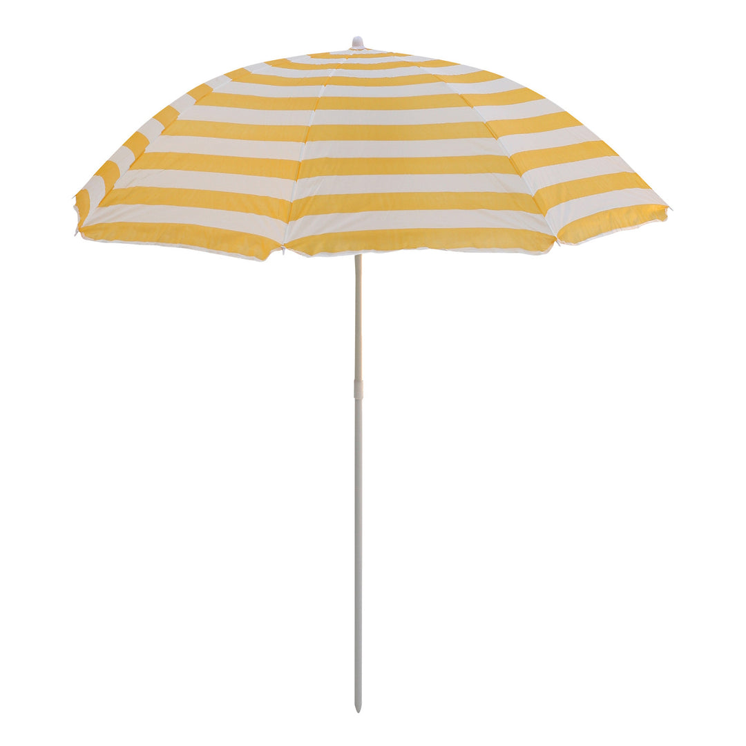 Zahradní slunečník Master Grill&Party, průměr 180 cm, bílé a žluté pruhy, JKB02