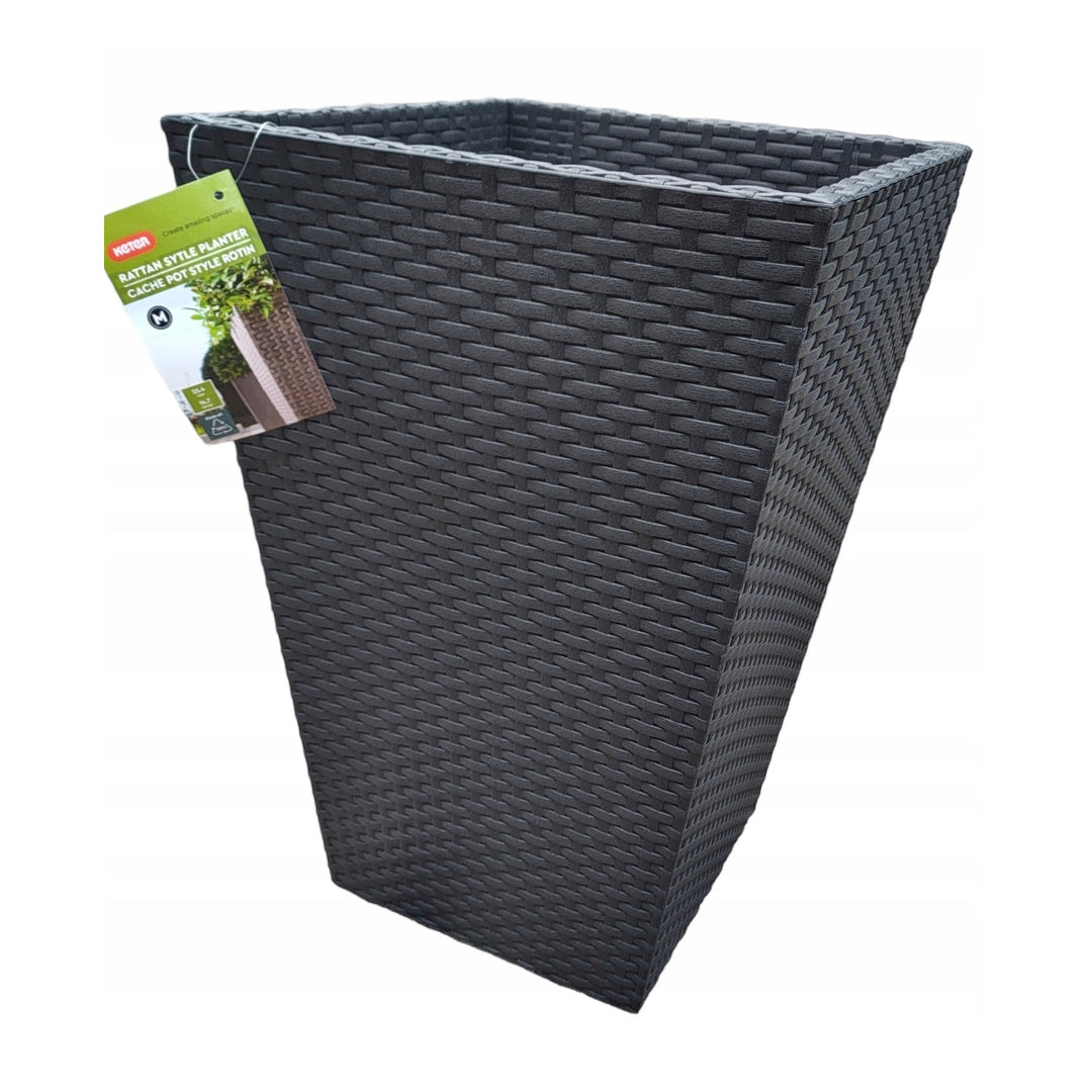 Květináč Keter, obdélníkový, výška 57 cm, antracit, Ratanový květináč M