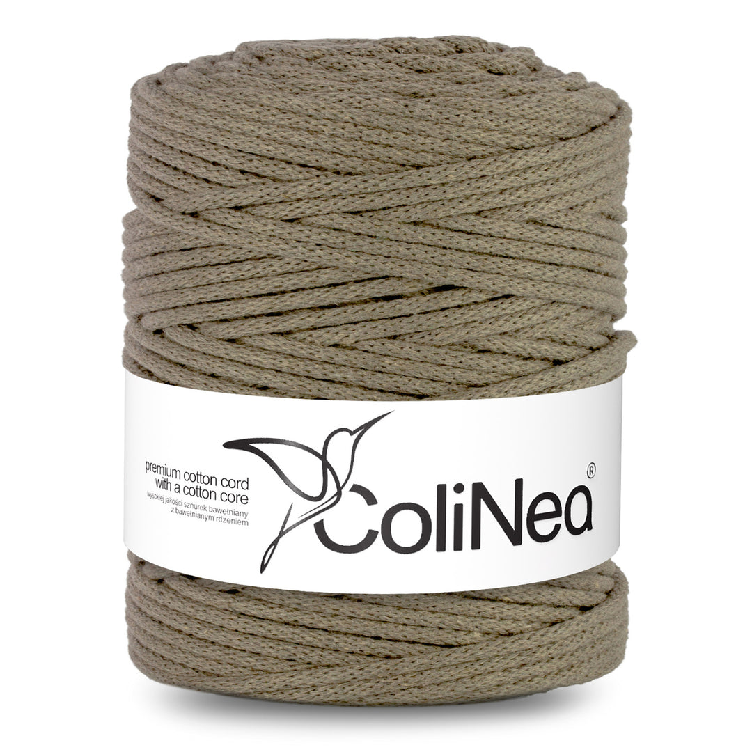 ColiNea, bavlněná šňůra s bavlněným jádrem, opletená, 5 mm, 200 m, tmavě béžová