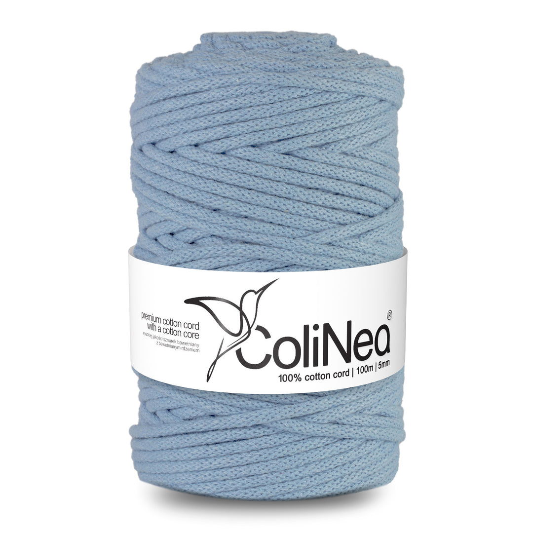 ColiNea, bavlněná šňůra s bavlněným jádrem, opletená, 5 mm, 100 m, modrá