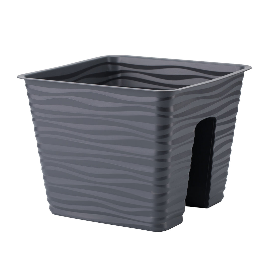 Form-Plastový květináč, zábradlí, 27 cm, PP, antracit, Sahara 27