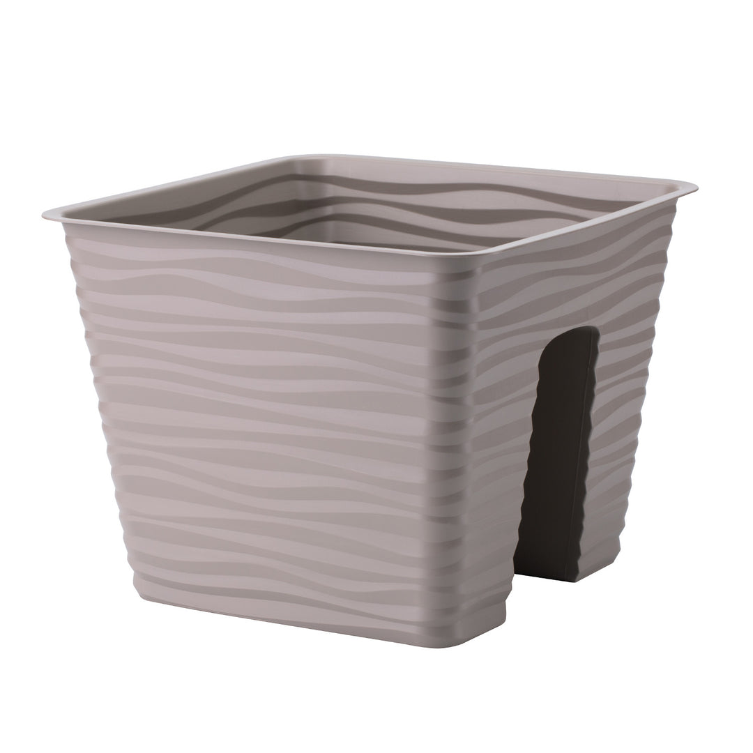 Form-Plastový květináč, zábradlí, 27 cm, PP, šedobéžový, Sahara 27