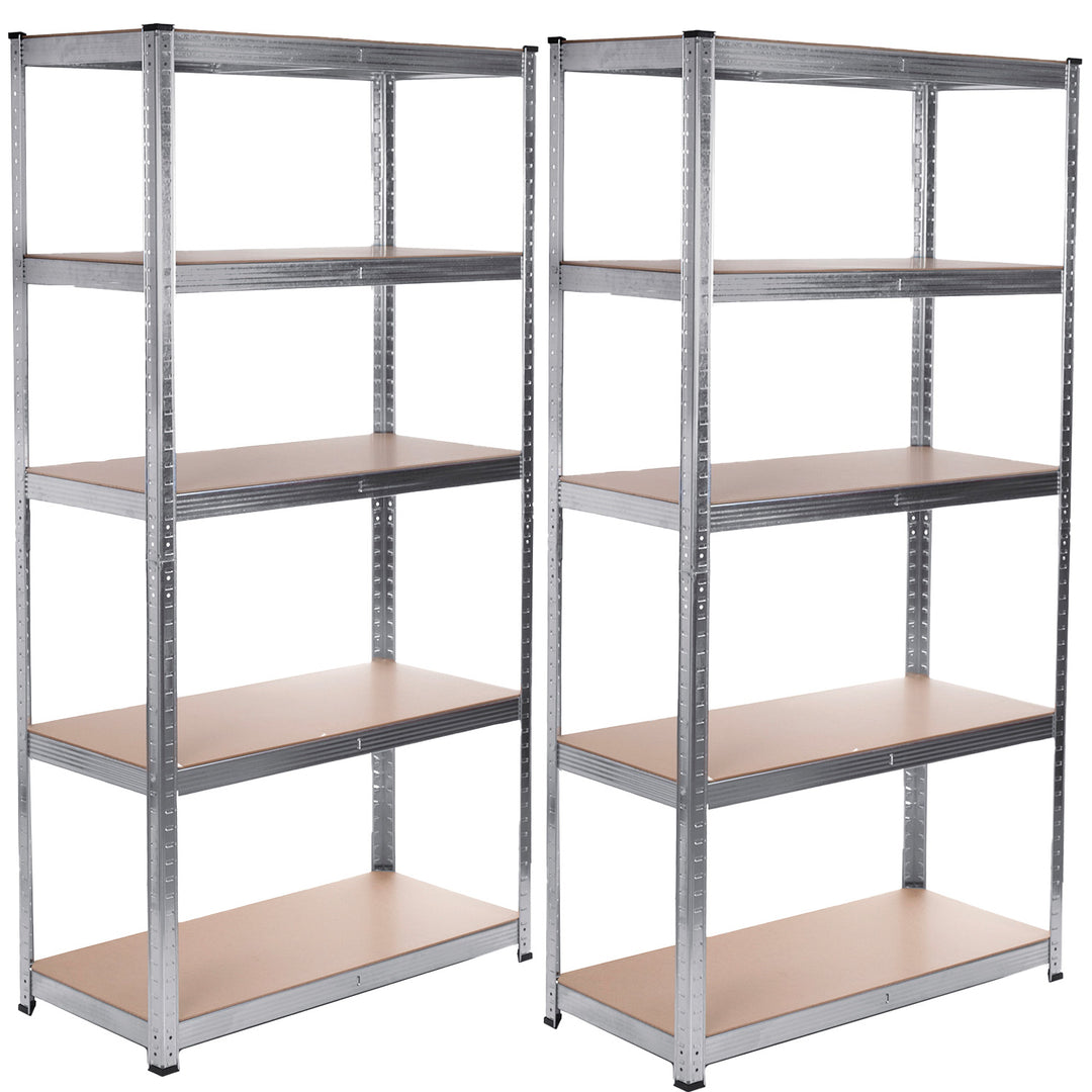 2x kovový regál 175 kg x5 180x90x40cm Zelenomodrý, pozinkovaný, skládací, MDF, GB378