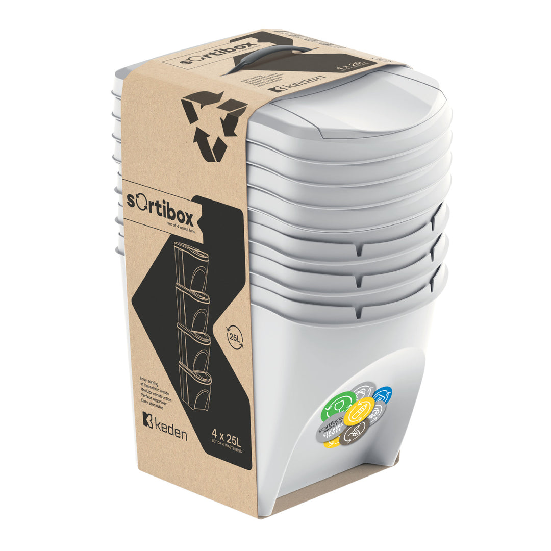 Sada třídicích košů Sortibox 4 x 25L popel IKWB25S4