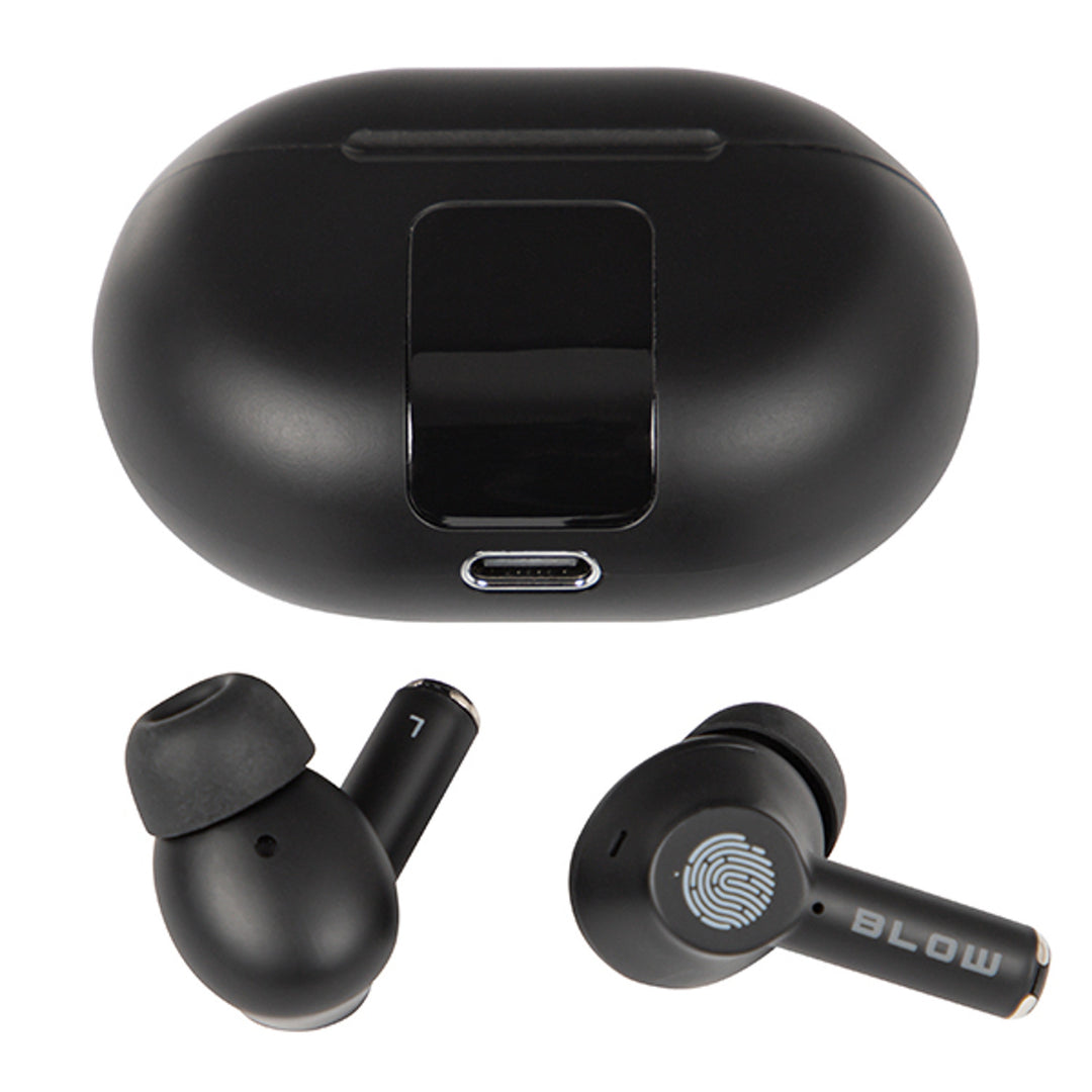 Bezdrátová sluchátka BLOW, Bluetooth 5.3, LED displej, systém ENC, PRO ENC BLACK