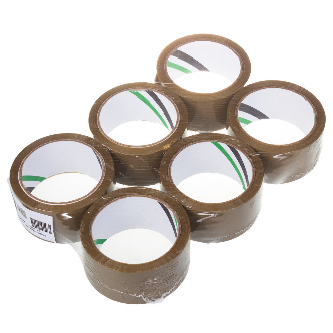 Hnědá rozpouštědlová samolepicí balicí páska 54m 48mm - 6 kusů