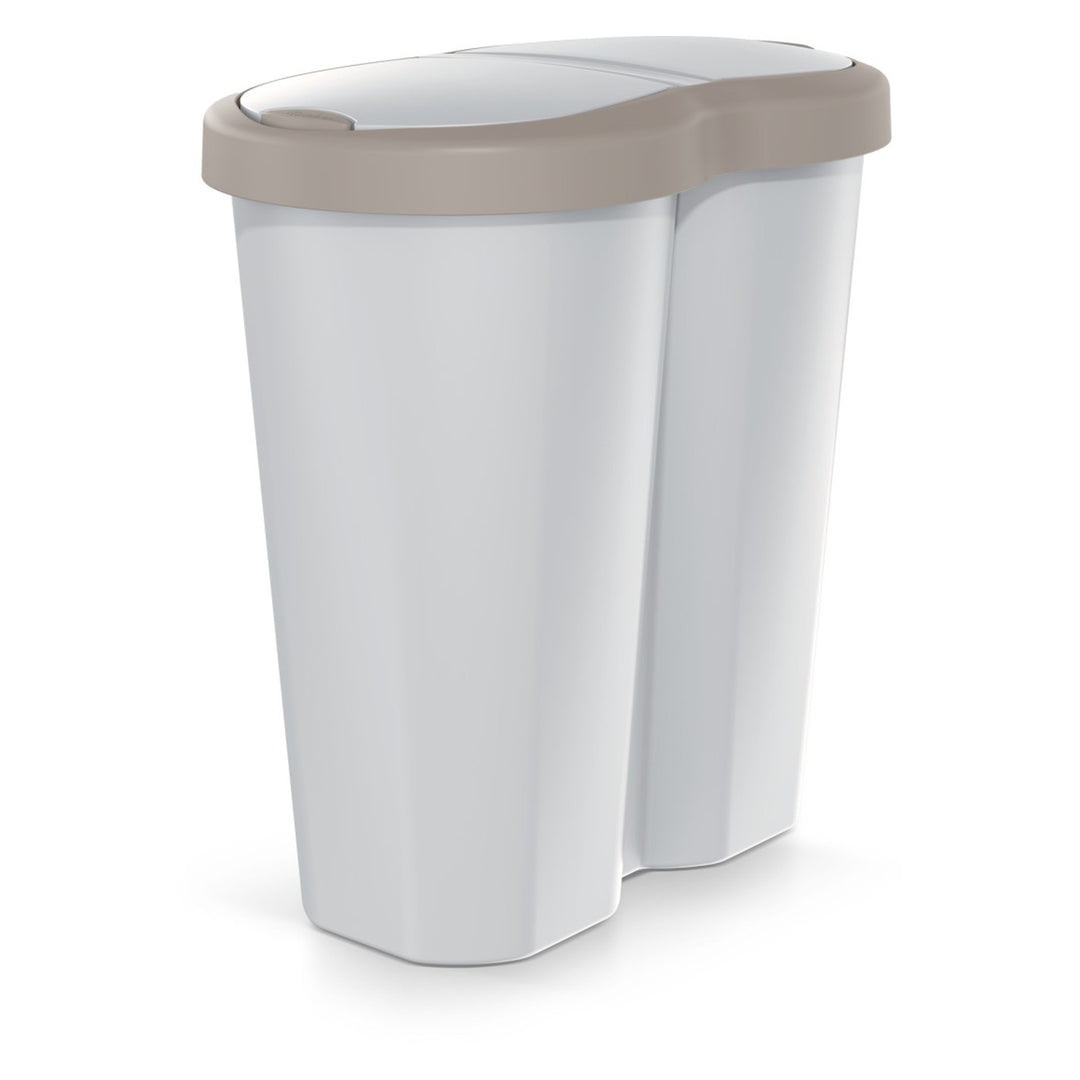 Koš na odpadky Compacta R Duo, hnědý/kašmírový, objem 40 l, jedna přihrádka, dvě víka, NDRF40-WG5C_427C