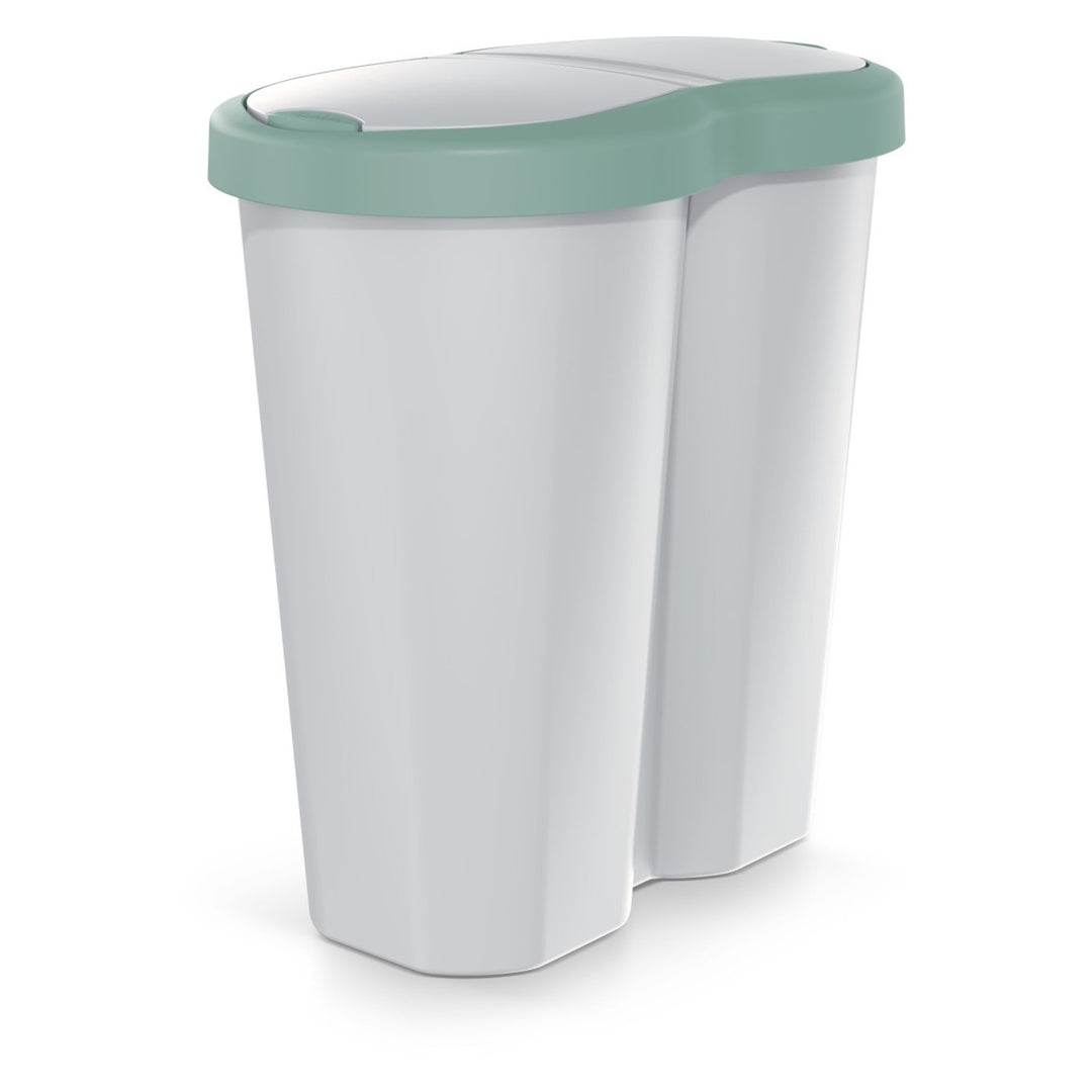 Koš na odpadky Compacta R Duo, zelený/kašmírový, objem 40 l, jedna přihrádka, dvě víka, NDRF40-5575C_427C