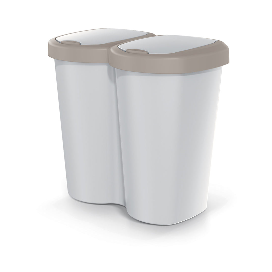 Koš na odpadky Compacta B Duo, hnědý/kašmírový, objem 40 l, jedna přihrádka, dvě víka, nástěnné provedení, NDBS40-WG5C_427C