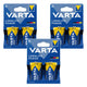 6 ks alkalických baterií R-20 R20 D 1,5 V Longlife Power Varta