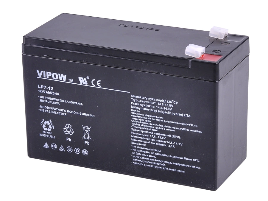 Bezúdržbová gelová baterie 12V 7Ah Vipow BAT0211
