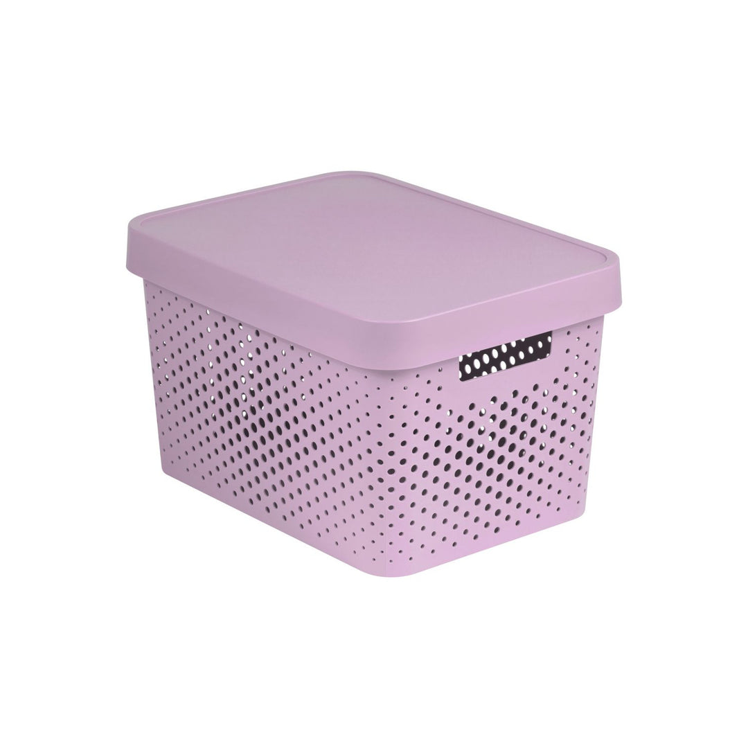 Ažurový kontejner Curver, víceúčelový, s víkem, růžový, 17l, Infinity