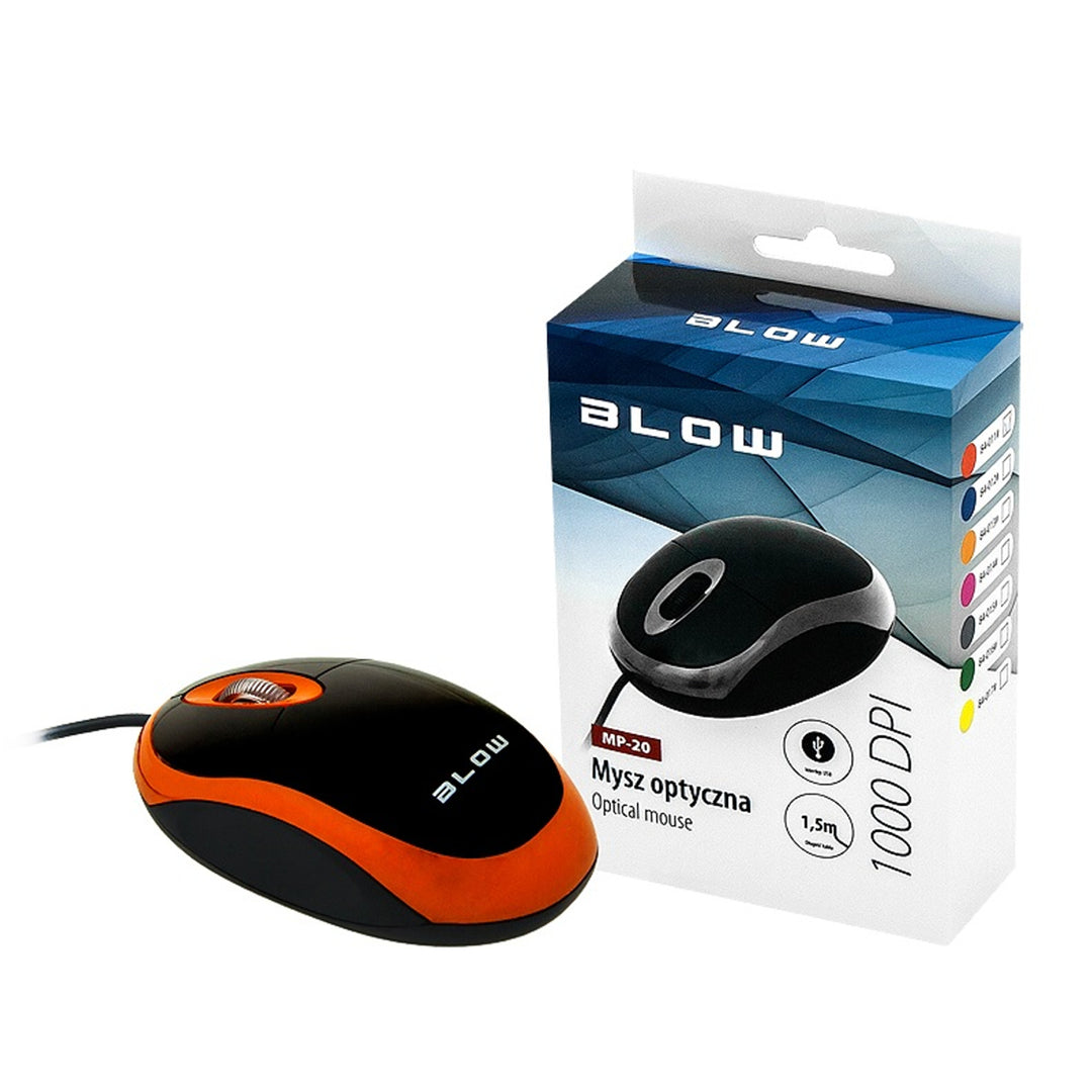 BLOW oranžová optická počítačová myš USB MP-20 PC/laptop