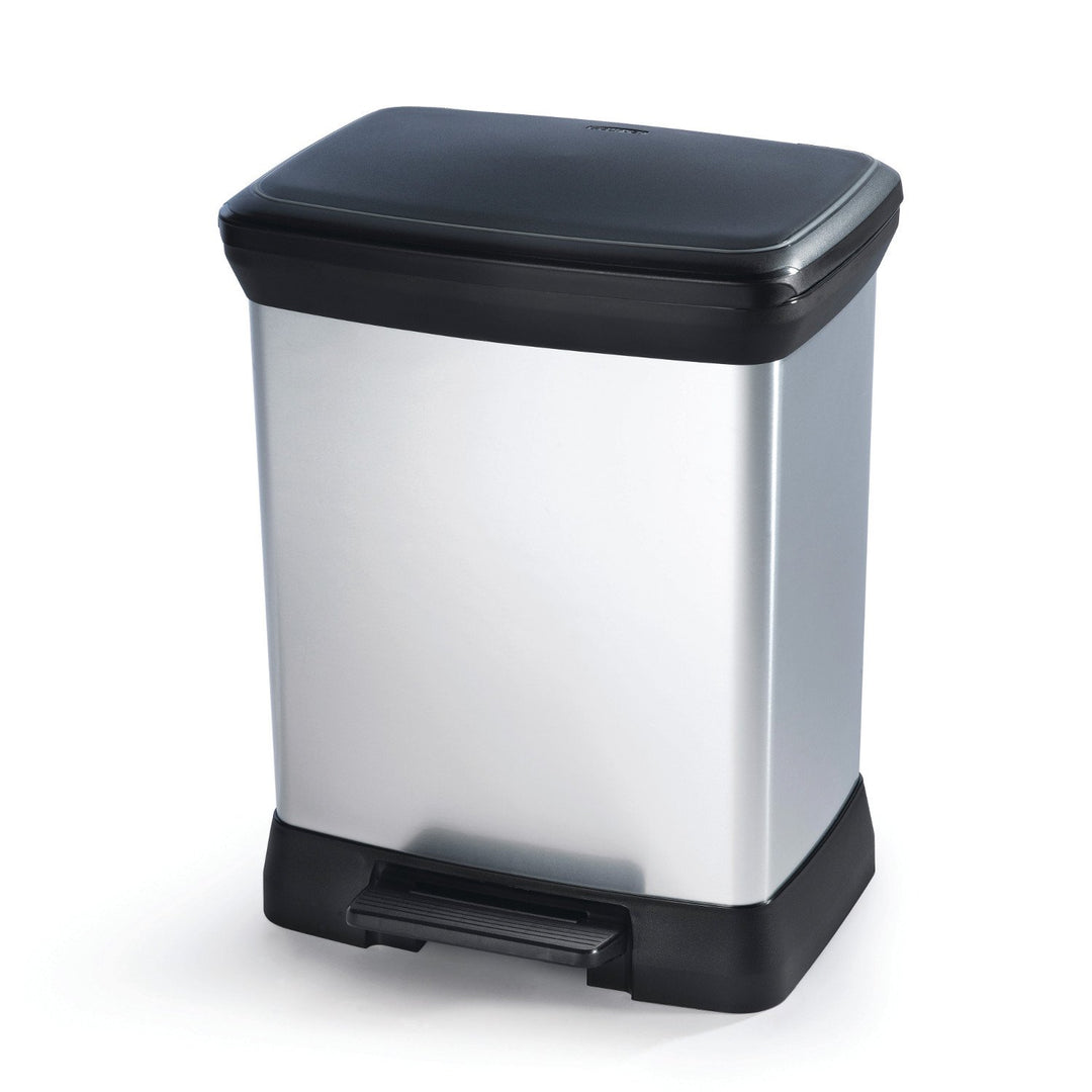 Stříbrný kovový Curver Deco Bin 30L 203278