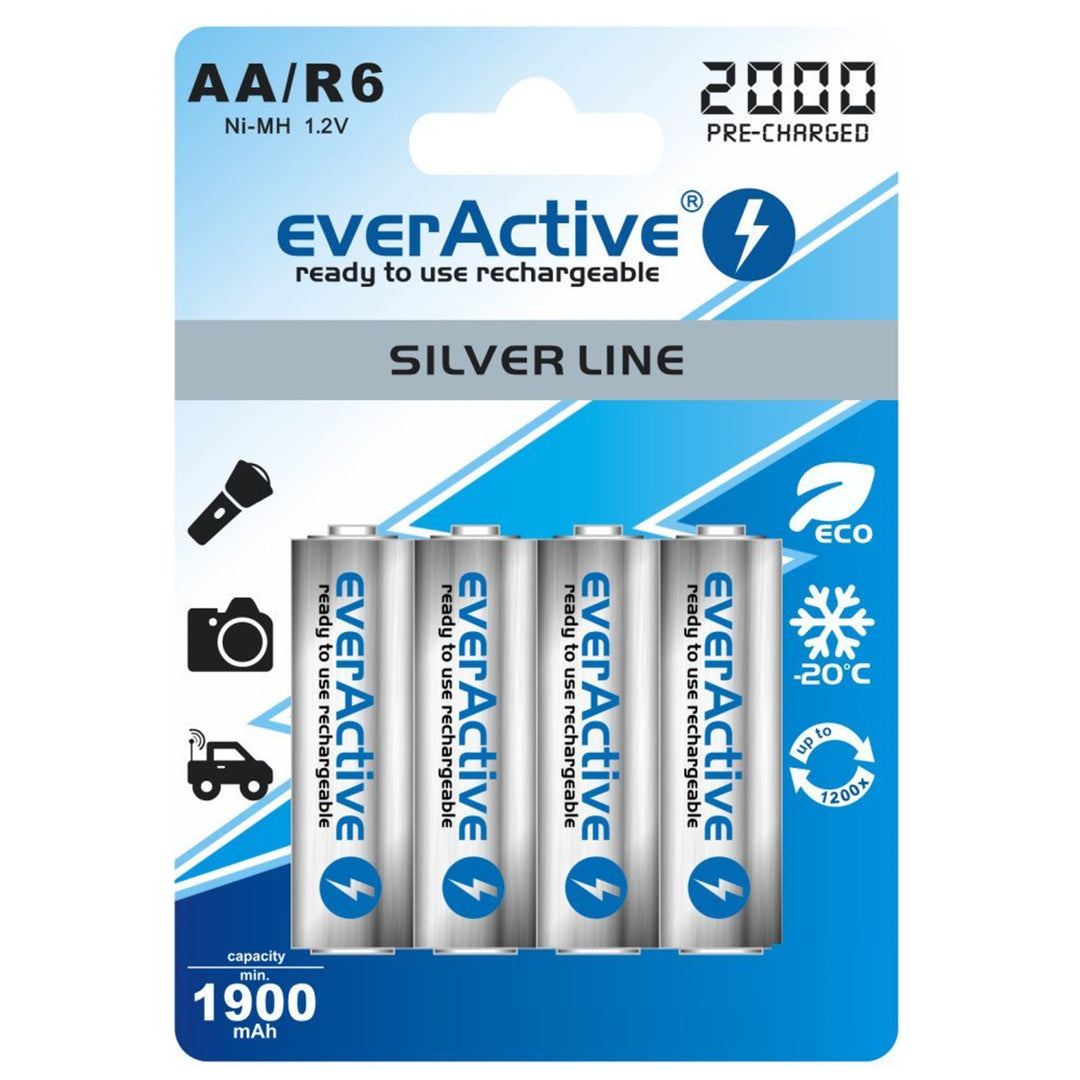 baterie 2000 mAh Dobíjecí everActive R6 / AA 4 ks Nabíjecí