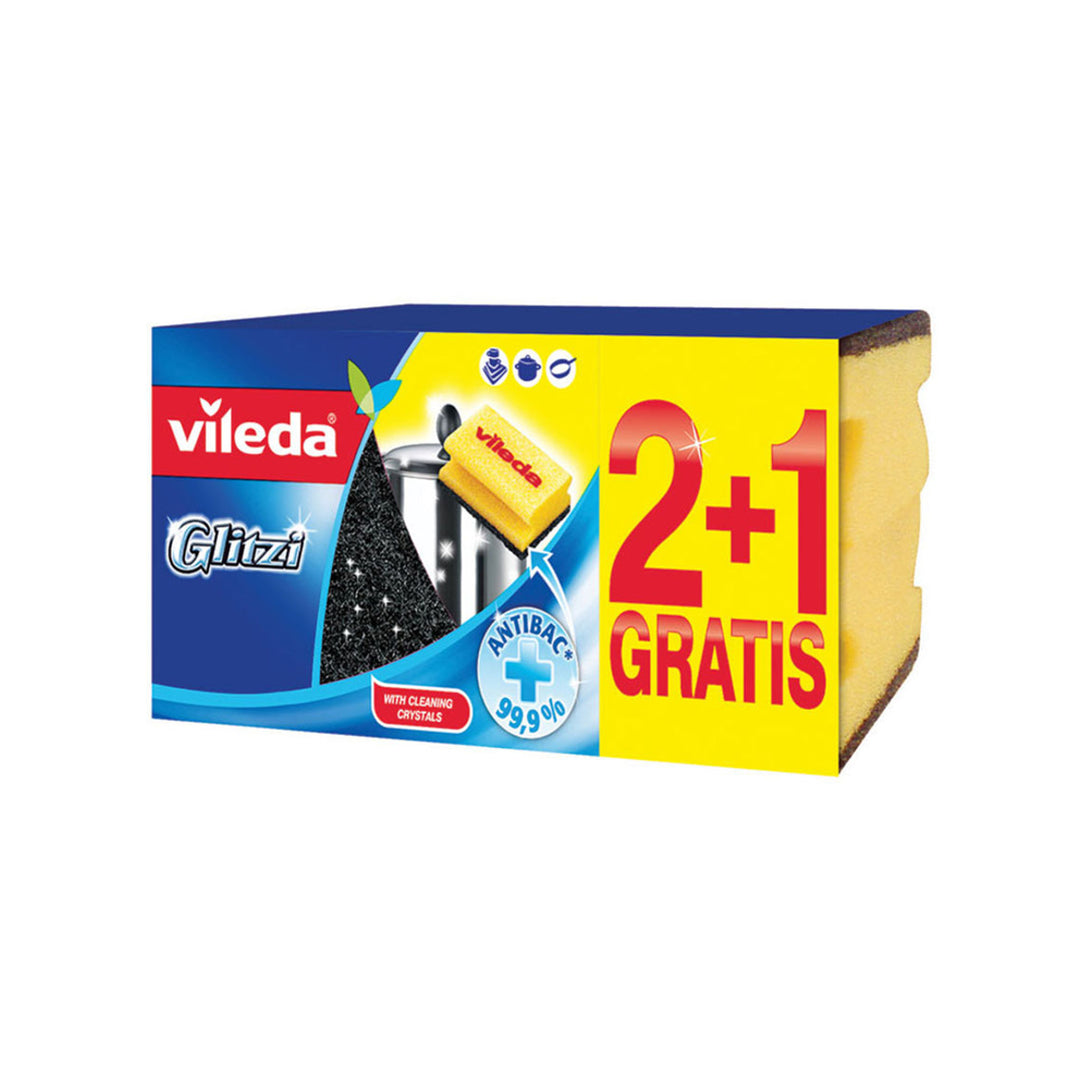 Vileda Glitzi 2 + 1 kuchyňské dřezy velmi trvanlivé 3 kusy