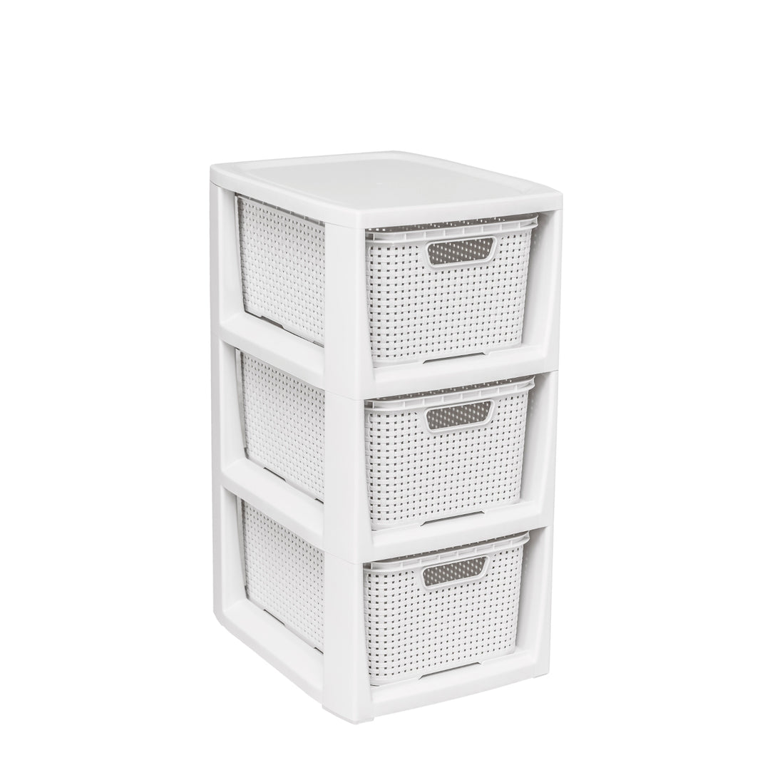 Skříňka se třemi košemi BranQ starožitný bílý moderní design