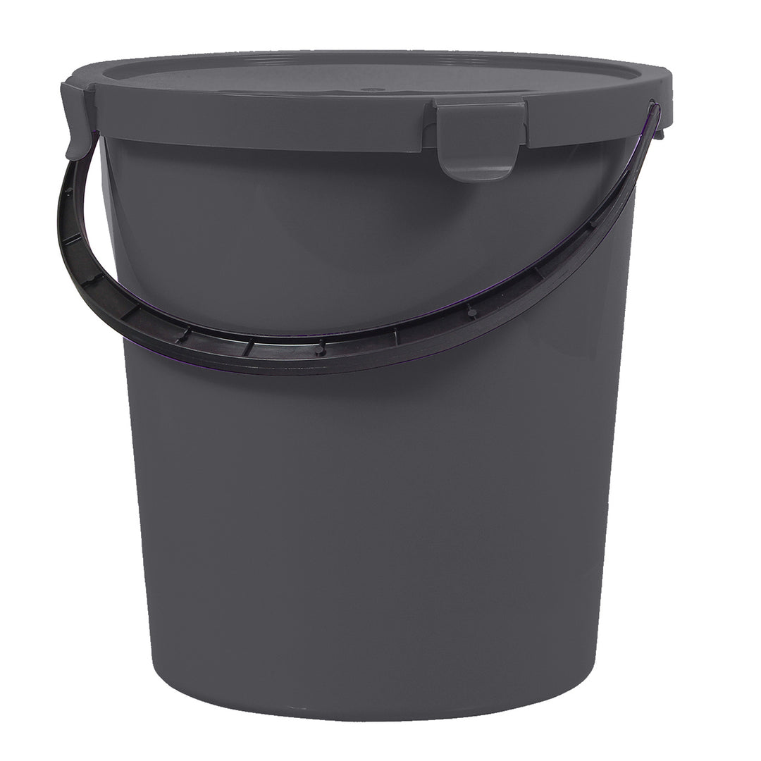 Vědro Plast Team Berry 5 l s víkem a rukojetí, tmavě šedé