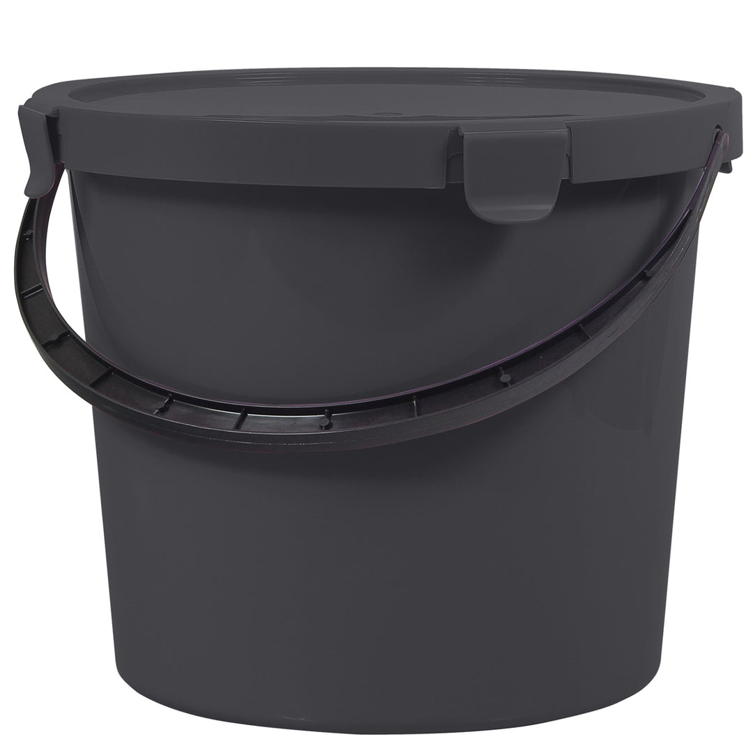 Vědro Plast Team Berry 10 l s víkem a rukojetí, tmavě šedé
