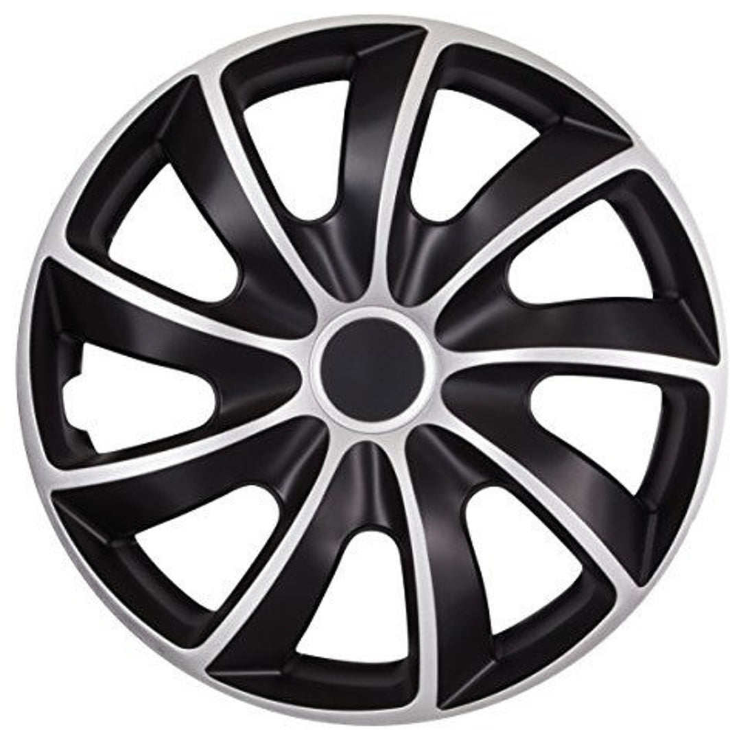 Poklice na kola 13" QUAD BICOLOR CS černé a stříbrné, 4 kusy