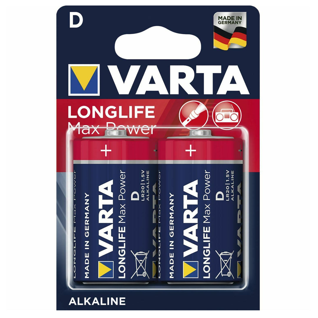 2x alkalické baterie Varta Longlife Max Power R20