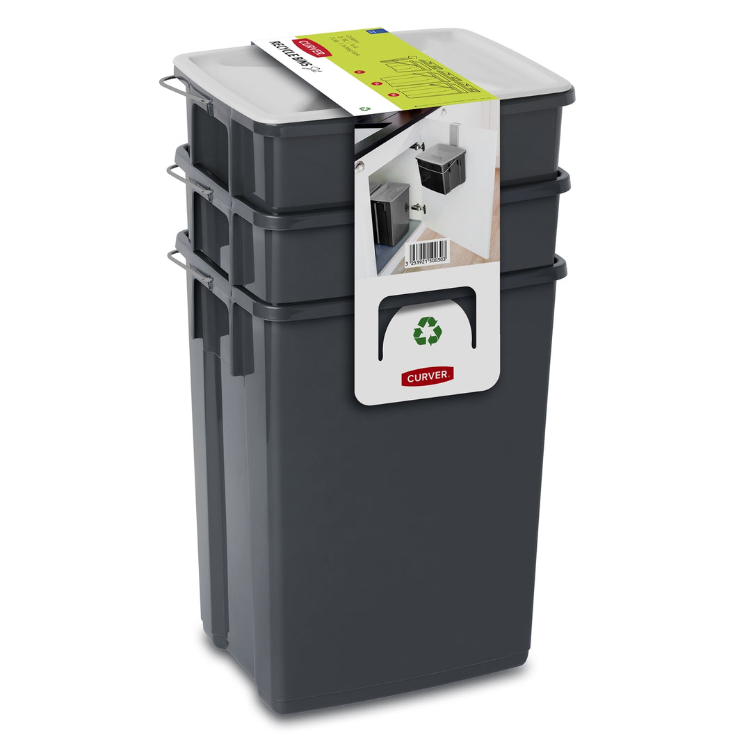 Sada nádob na třídění odpadu 2x10L + 6L Curver Recycle Bins SET