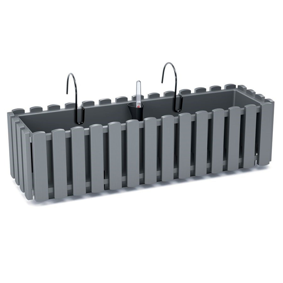 Samozavlažovací truhlík Prosperplast Boardee Fencycase s háčky DDEF600W-405U - šedý