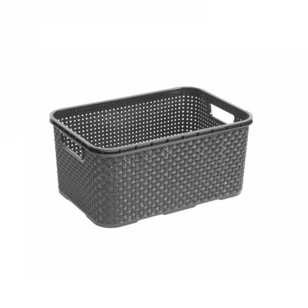 BranQ Univerzální ratanový koš - Home essential Velikost S: 7 l plast - antracit - 28,5 x 19,5 x 12,9 cm