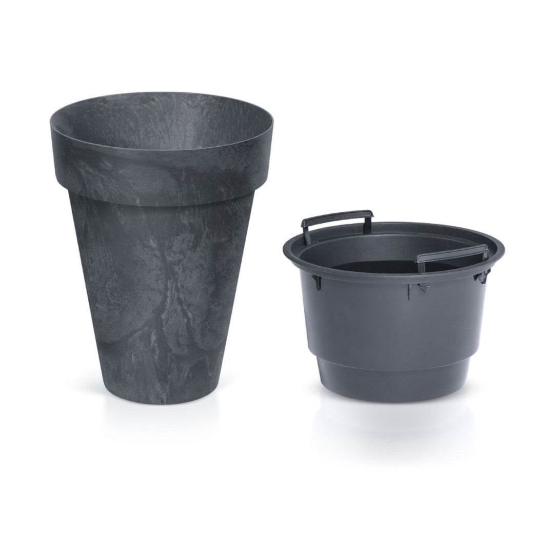 Kulatý květináč s vložkou Cube Slim Concrete Effect DCUS355E-S433 - antracitová barva