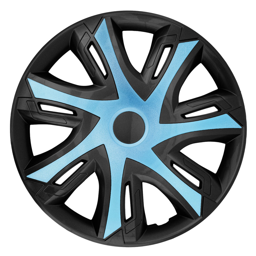 Disky NRM N-Power 15'' dvoubarevné azurové/černé azurové kryty nábojů 4 ks.