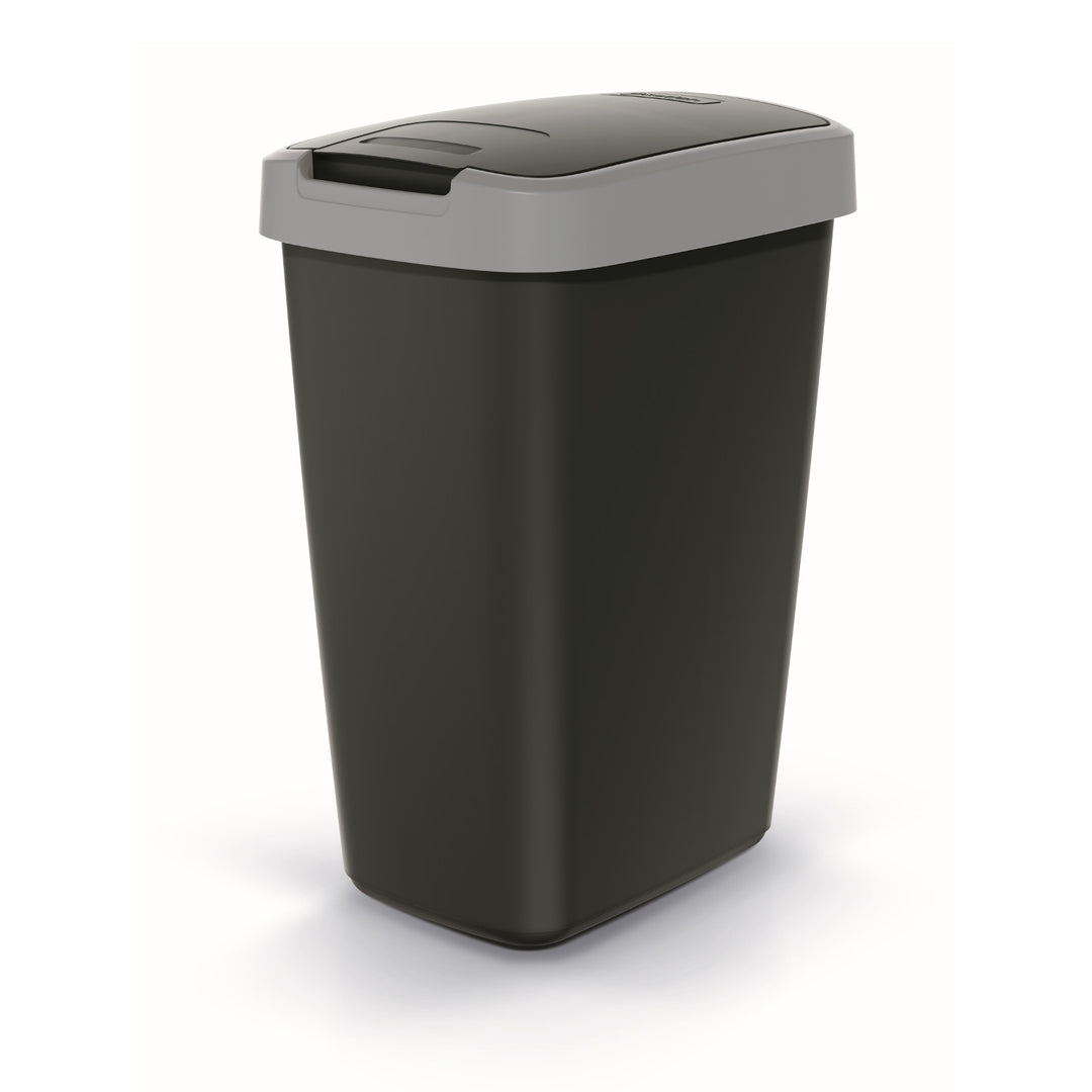 Odpadkový koš KEDEN COMPACTA Q 12 l - černý s šedým rámem