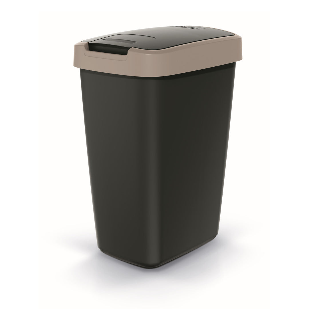 Odpadkový koš Keden COMPACTA Q 12 l - černý se světle hnědým rámem
