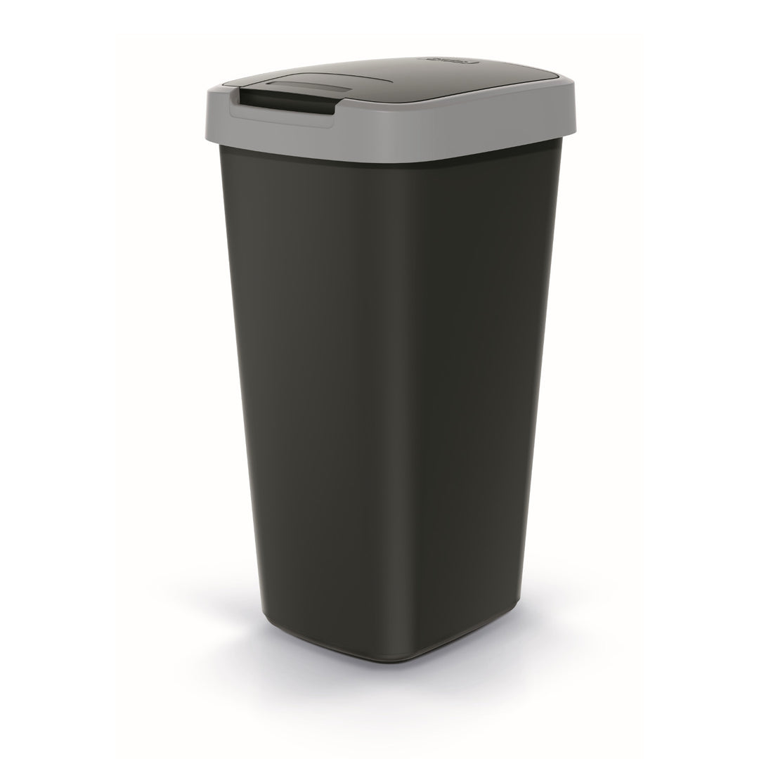 Odpadkový koš Keden COMPACTA Q 25 l - černý s šedým rámem