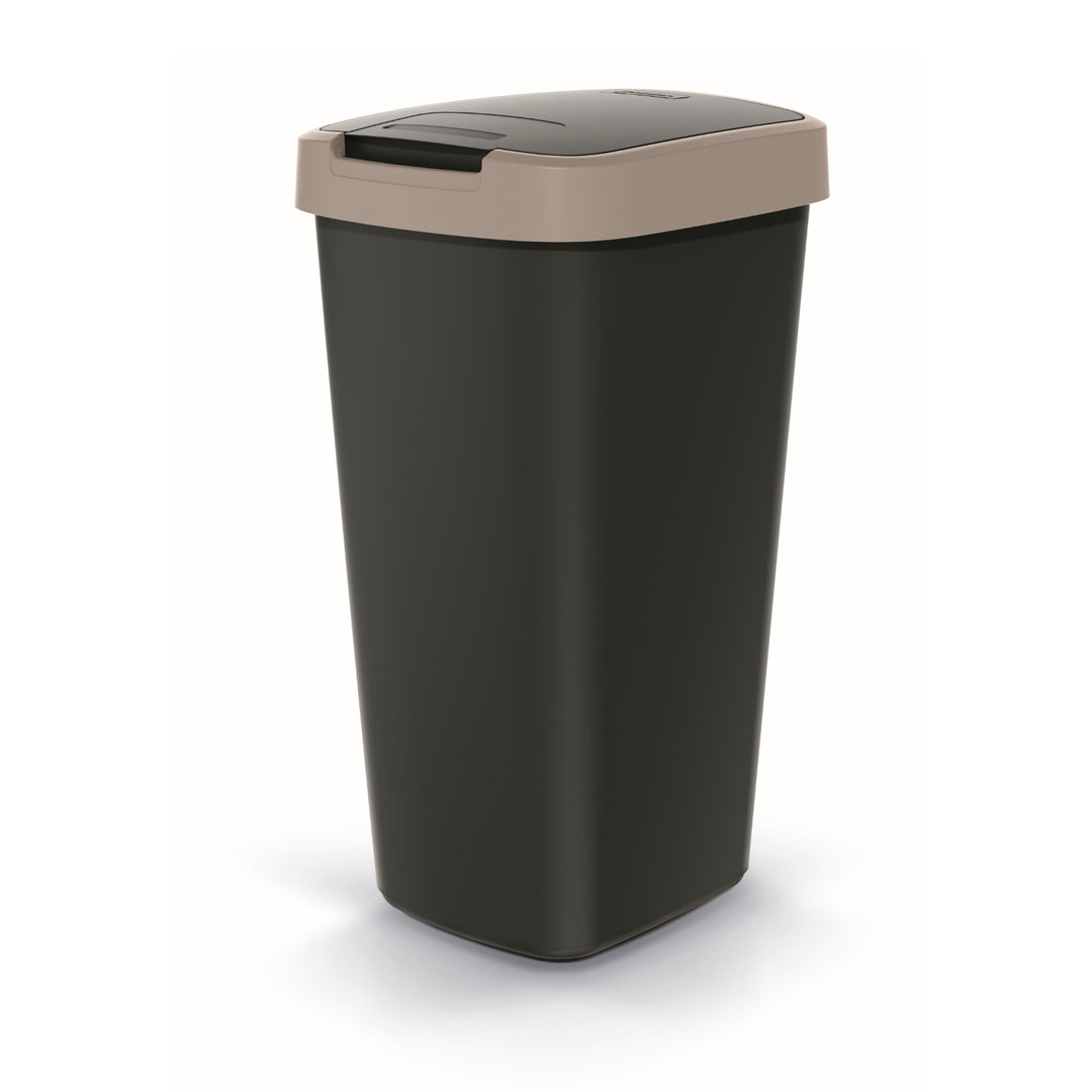 Odpadkový koš Keden COMPACTA Q 25 l NSAB25-WG5C - černý se světle hnědým rámem