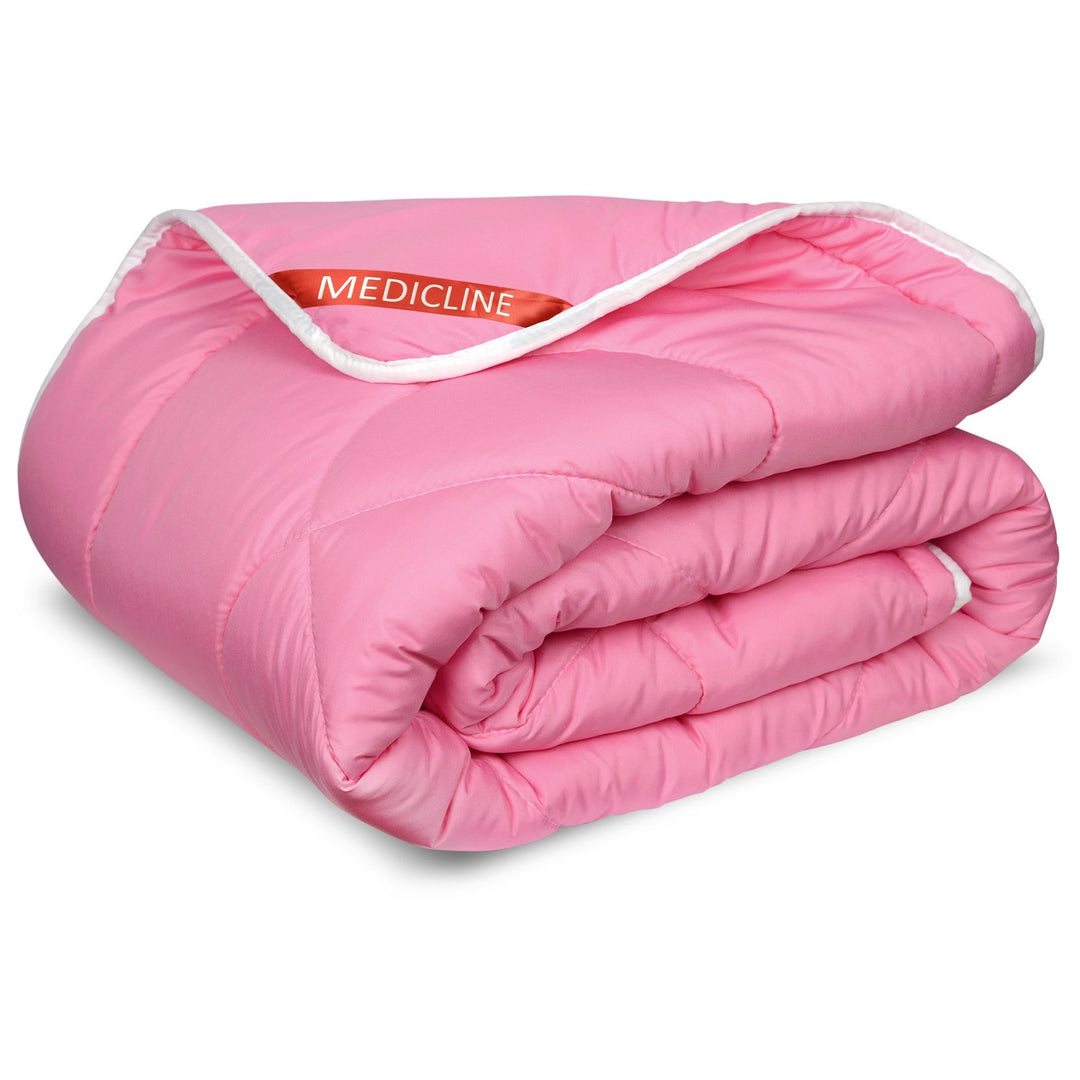Přikrývka Medicline celoroční spací potah z mikrovlákna s nití, prošívaná silikonová výplň 200 g/m2 hypoalergenní (růžová, 200 x 220 cm)