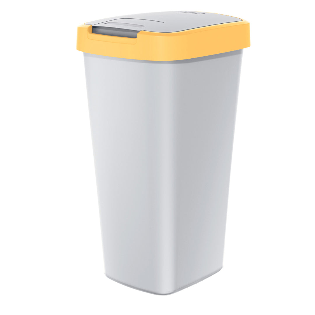Odpadkový koš 25 l KEDEN COMPACTA Q - popelavá se světle žlutým rámem