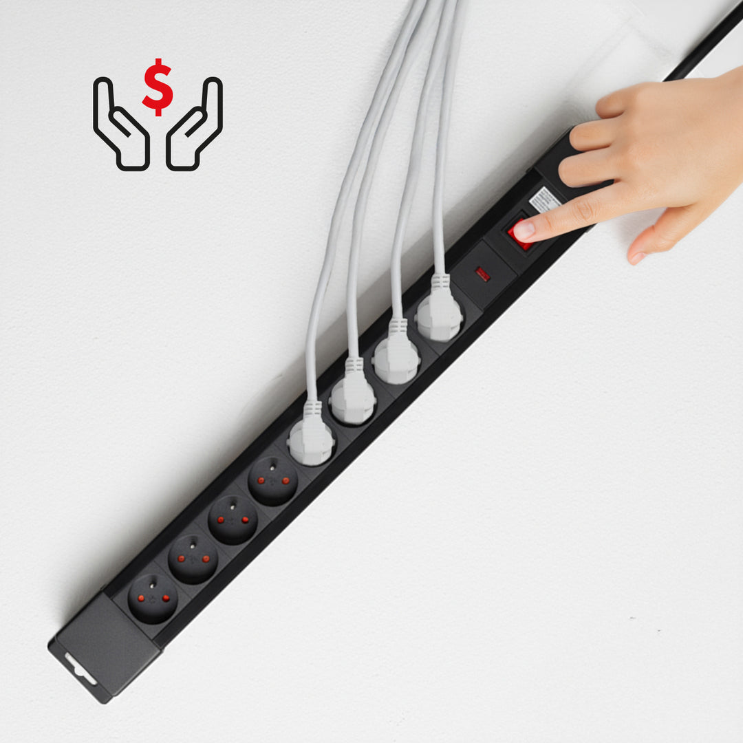 Napájecí lišta 8 zásuvek, osvětlený vypínač, ochrana dětí Maclean MCE11