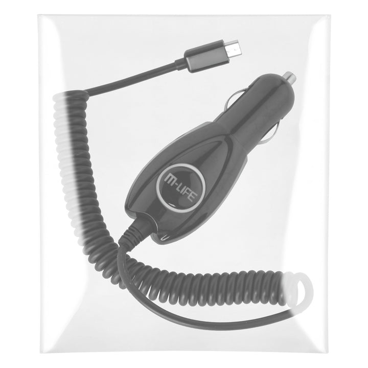 Spirálový kabel nabíječky do auta MicroUSB 800mAh M-Life