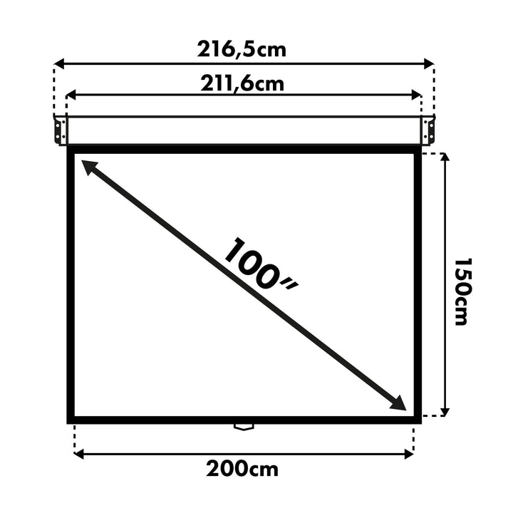 Promítací plátno 100'' 4:3 200x150  matná bílá na zeď nebo strop Maclean MC-594