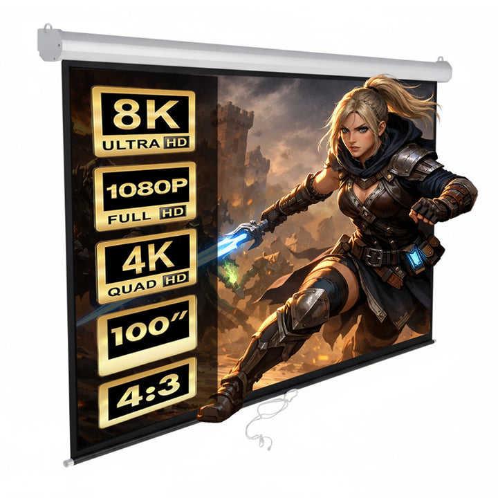 Promítací plátno 100'' 4:3 200x150  matná bílá na zeď nebo strop Maclean MC-594