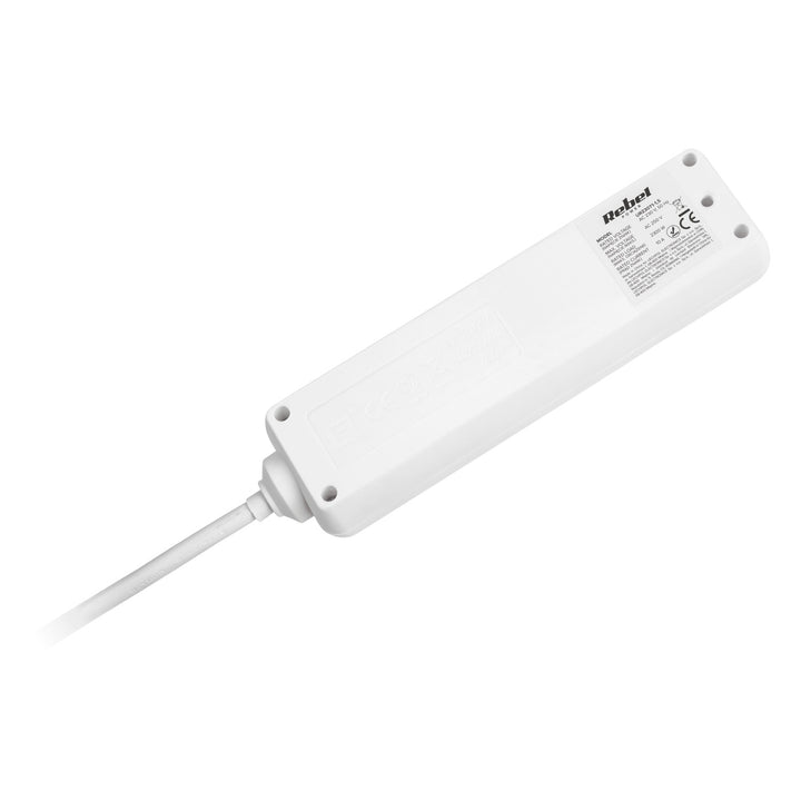 Prodlužovací kabel bílý Rebel 4 zásuvky německého typu, délka 1,5 m (3x1,0) bez vypínače