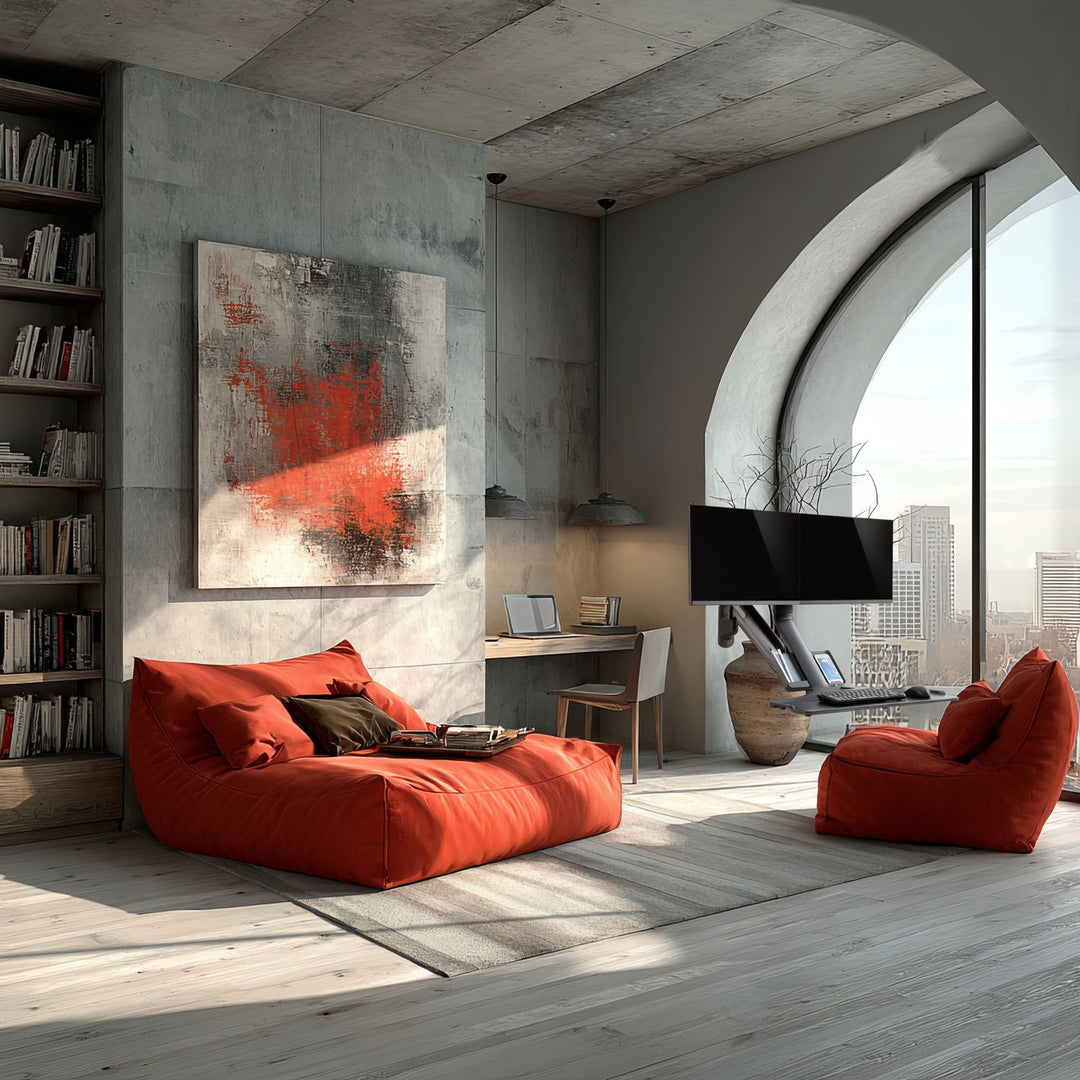 Nástěnný držák pro dva monitory 17"~ 27" a klávesnici Maclean plynová pružina MC-633 pro práci vsedě i vestoje