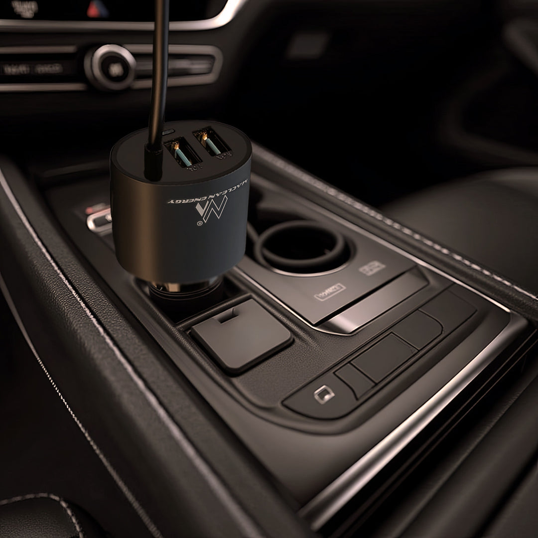 Nabíječka do auta USBUSB 5.2A. Vestavěný kabel 8PIN MCE76 pro Iphone