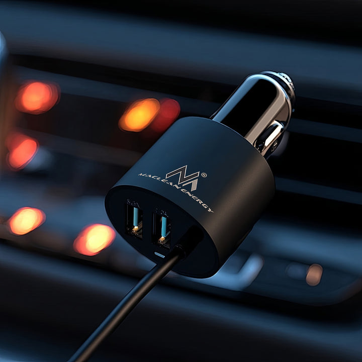 Nabíječka do auta USBUSB 5.2A. Vestavěný kabel 8PIN MCE76 pro Iphone