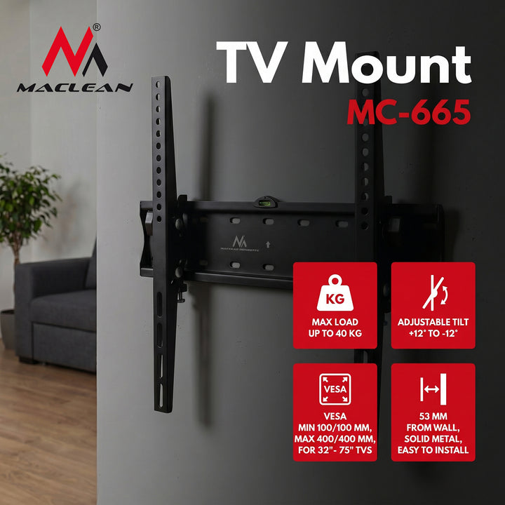 Držák pro TV 32-75'' barva černá Maclean MC-665  do 40 kg max VESA 400x400