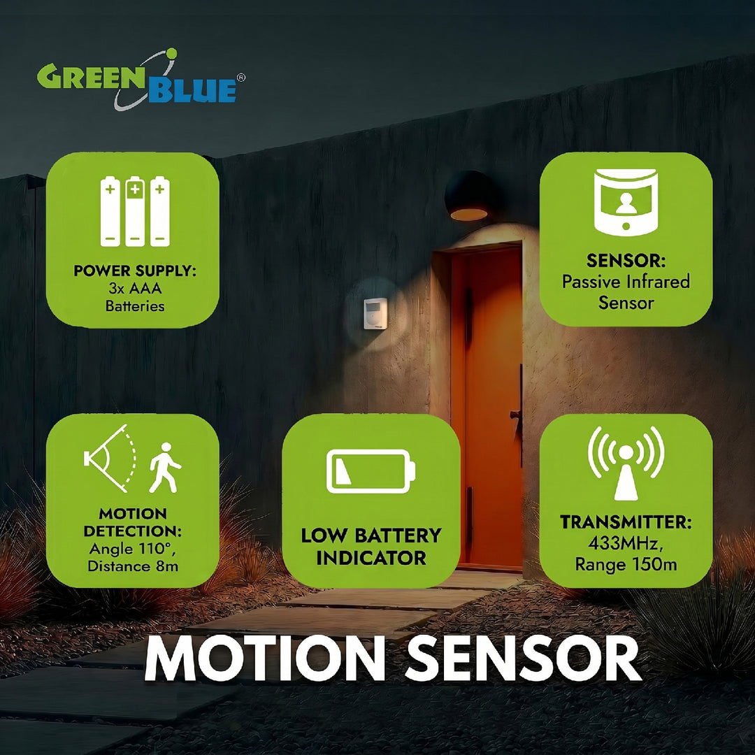 Bezdrátový Mini ALARM detektor vstupu se snímačem pohybu  GB3400 vstup GreenBlue
